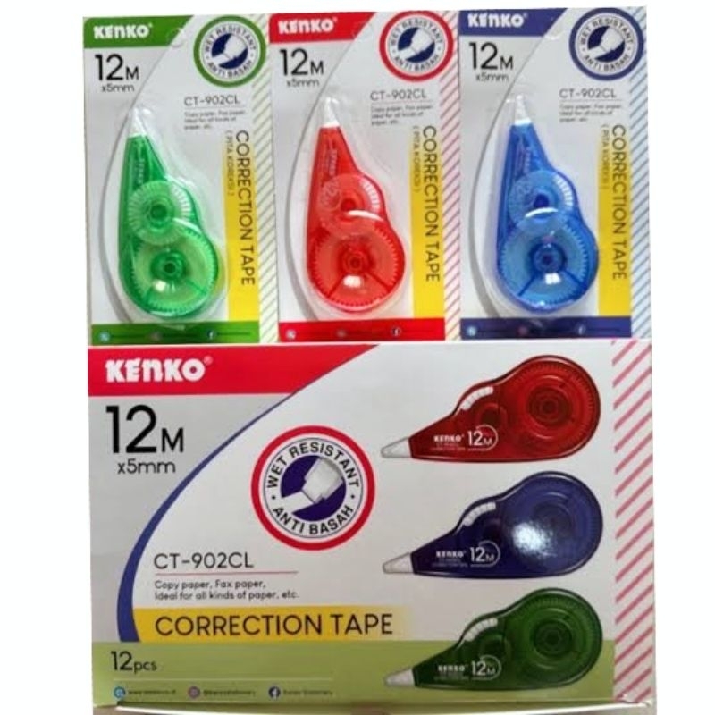 

Tip-ex Kertas Kenko CT-902CL Correction Tape 12m x 5mm Isi 12 Pcs