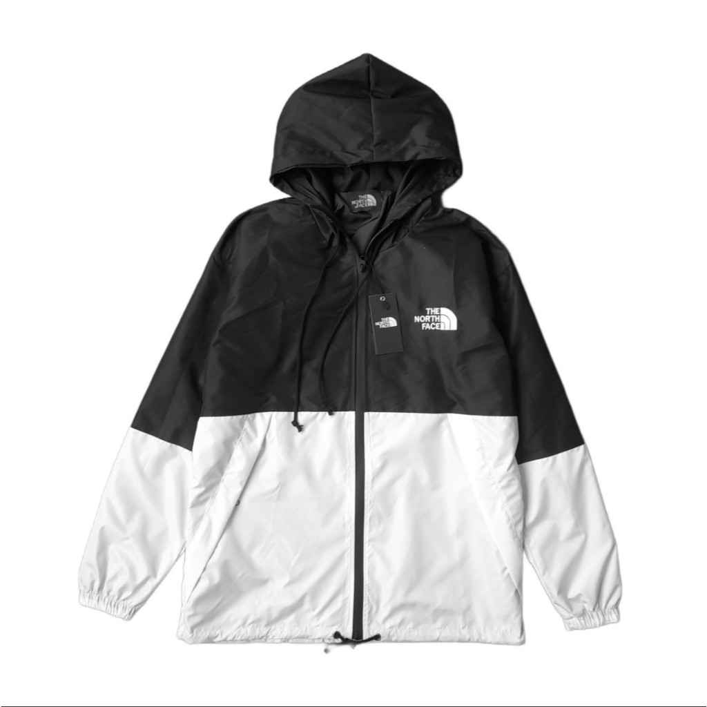 JAKET HOODIE PARASUT TNF THE NORTH FACE BLACK WHITE