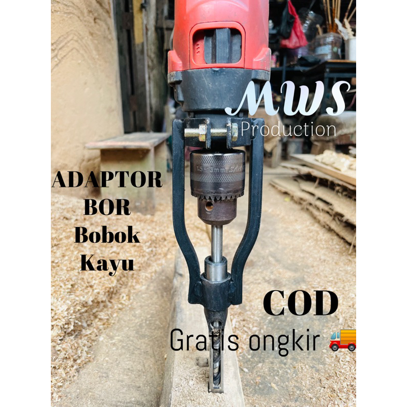 Adaptor bor bobok kayu / dudukan bor pahat kayu / acesoris bor tangan / penjepit bor bobok kayu