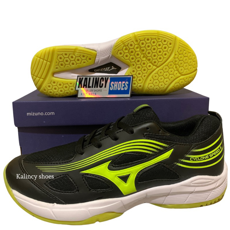 SEPATU BADMINTON PRIA MIZUNO CYCLONE Speed 3 BLACK STABILO BADMINTON SHOES