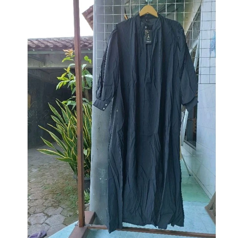 BerMus- Gamis Simple jumbo/sallaco hitam full