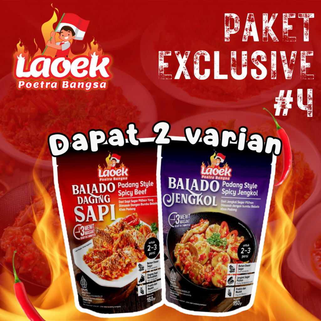 

{Paket Exclusive 4} Balado Daging Sapi / Balado Jengkol / Makanan cepat saji / Pedas