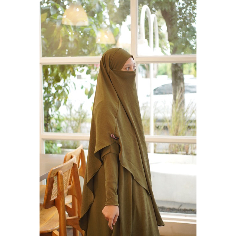 AMMA NOORA ABAYA set french khimar/ bergo tali cringkel