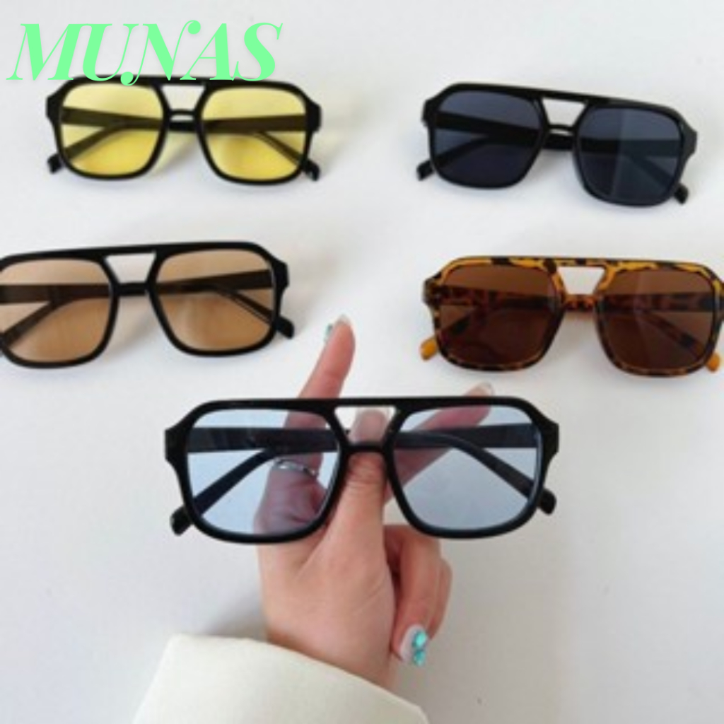 MUNAS Kacamata Hitam Korea Wanita KC010 Kacamata Retro Klasik Frame Besar Persegi Kaca mata Style Ko