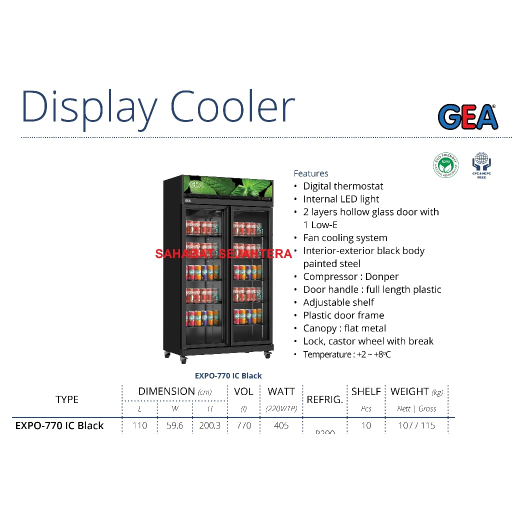 GEA Display Cooler EXPO-770 IC BLACK  Kulkas Showcase 2 Pintu