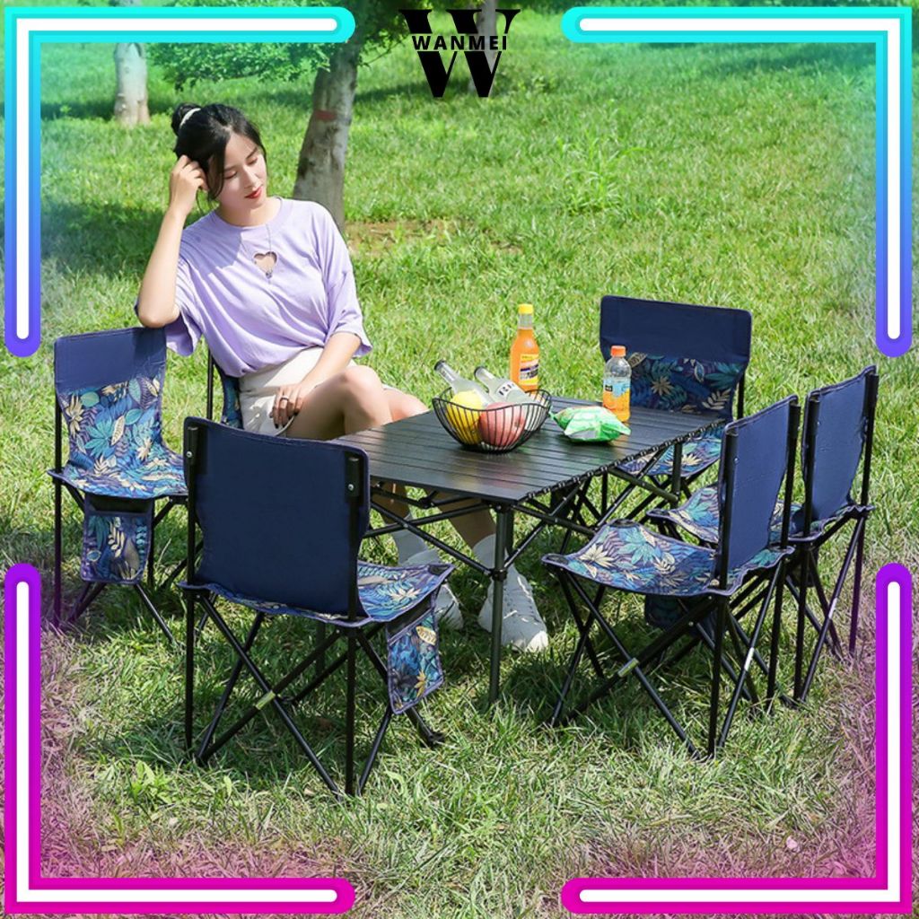 WM Kursi Lipat Camping Outdoor Indoor Dengan Tas Ukuran M & L / Bangku Santai Portable Berkemah Naik