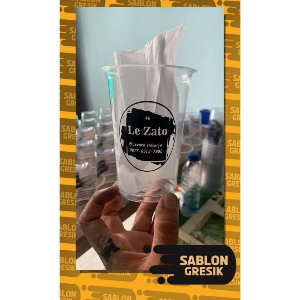Sablon Gelas Plastik/Cup 18 oz minimal order hanya 100pcs Merek STARINDO MURAH BAGUS TEBAL 100pcs,50
