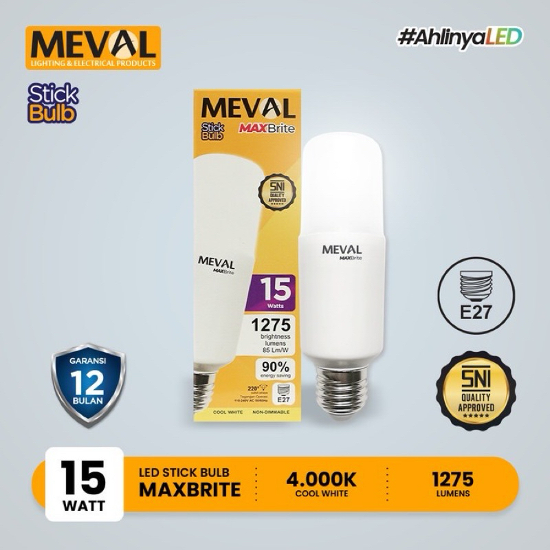 MEVAL Maxbrite Led G24 Stick Bulb 15 Watt - Cool White 4000K