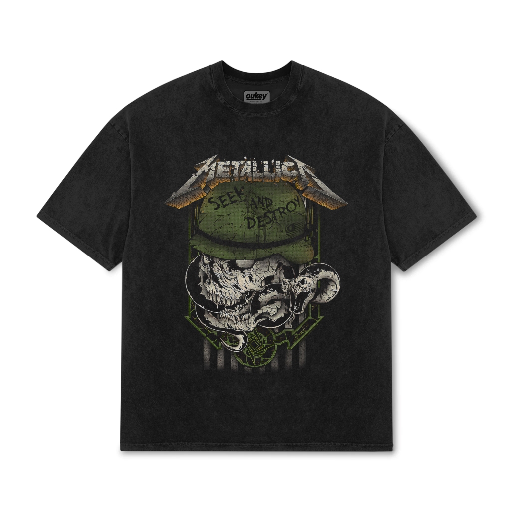 OUKEY T shirt Metallica - Seek and Destroy Tour Asia ( Faded Tee )