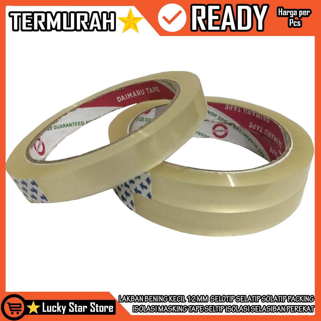

LAKBAN BENING 12 MM SELATIP SOLATIP PACKING MENEMPEL KUAT SELOTIP ISOLASI MASKING TAPE SELTIP ISOLASI SELASIBAN PEREKAT PLASTIK KERTAS PELASTIK PACKING PACK SOLASI SOLATIF BODHITAPE BODHI TAPE CLEAR STAR SOLASIBAN BAN PAKING PEKING