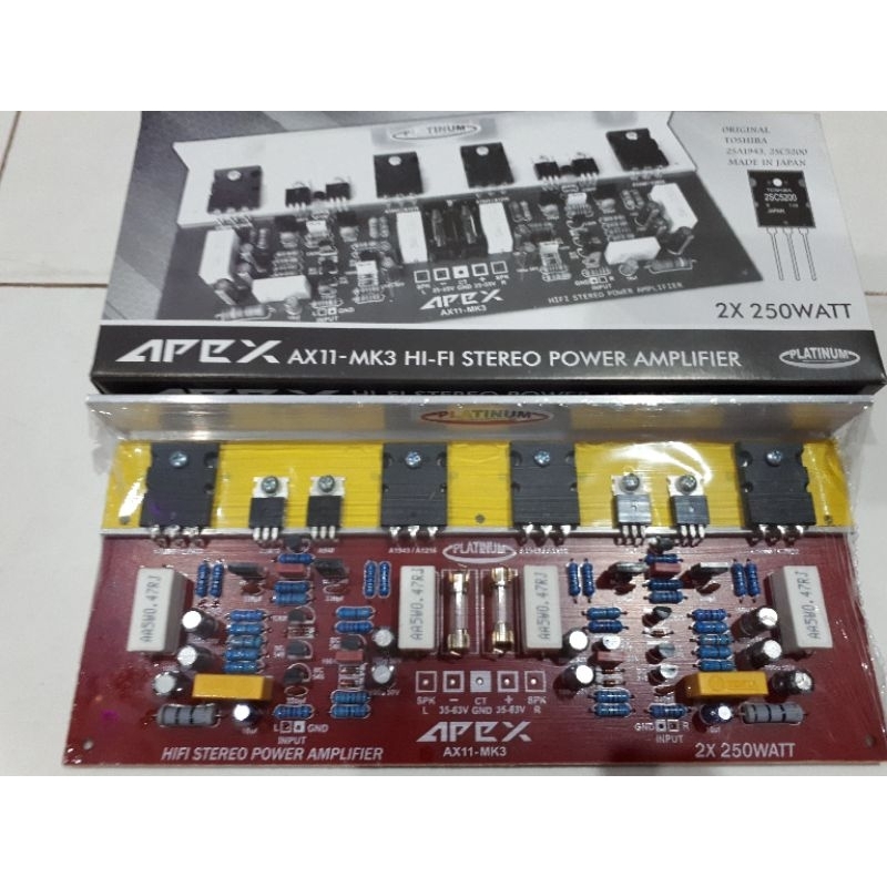 POWER AMPLIFIER STEREO 500WATT 2X 250WATT APEX AX11 MK3 MK-3 PLUS TOSHIBA FINAL
