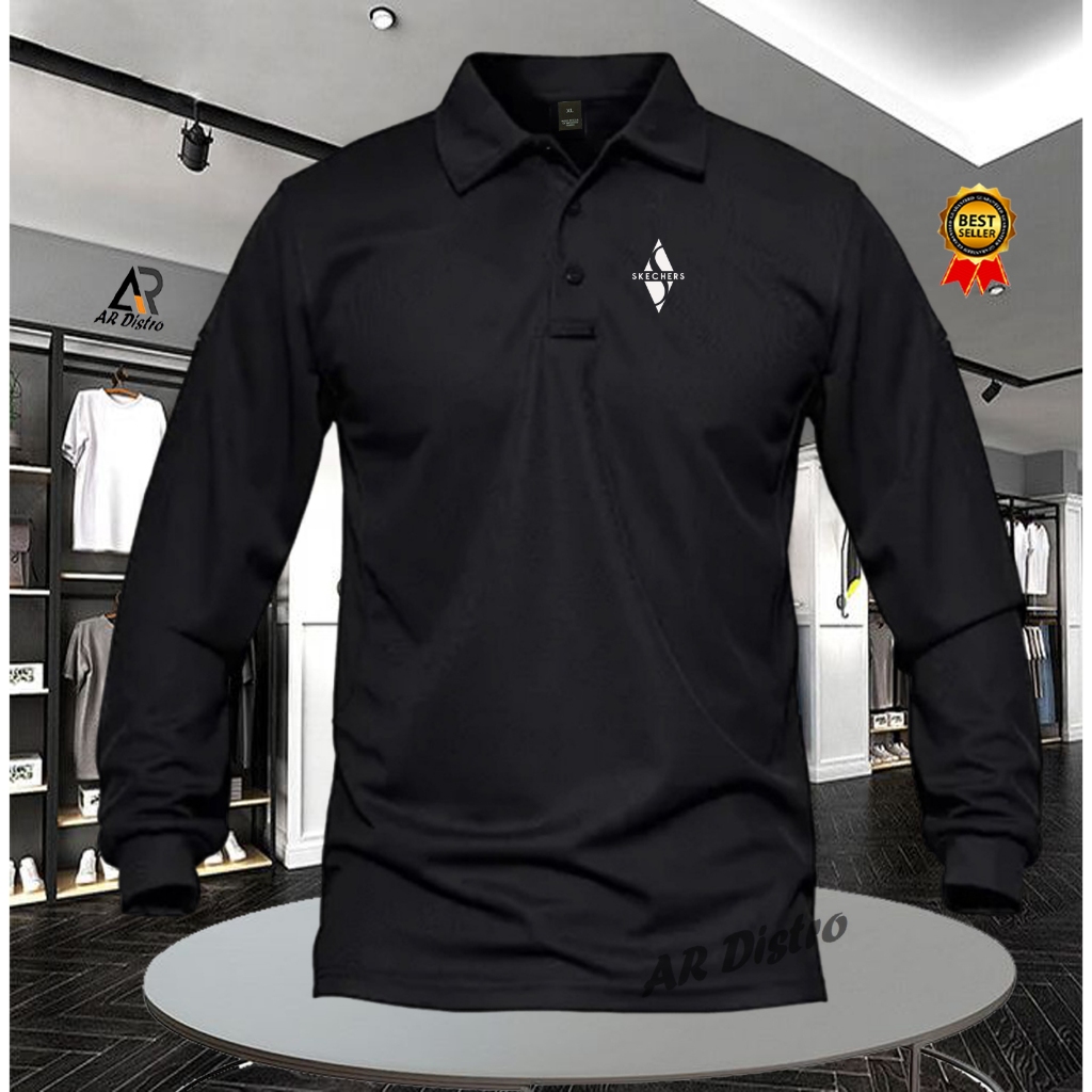 POLO Shirt KAOS POLO LENGAN PANJANG PRIA/WANITA POLO R4LPH SKECHERS LP PUTIH  //Kaos Kerah Polo Shir