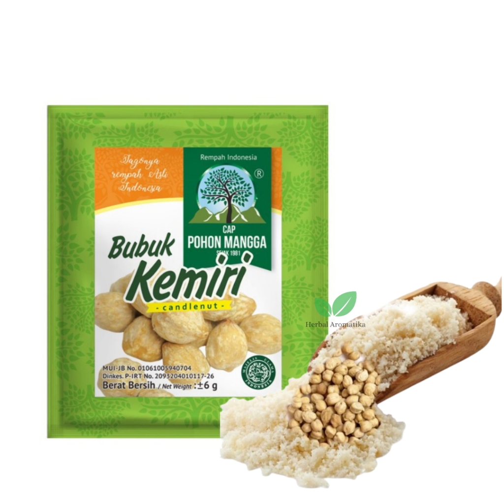 

SACHET - Bumbu Tepung Bubuk Herbal KEMIRI Cap Pohon Mangga POMANG Tepung Kemiri 1 Sachet