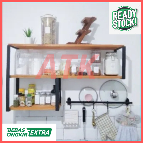 Gantungan Tempat Bumbu Dapur Tempel Dinding / Rak Kitchen Set / Rak Dinding Bumbu Dapur 3 Susun Serb