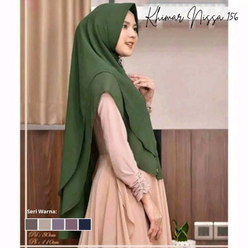Khimar cantik Matt Ceruty Premium 2 layer dengan ped antem lembut dan nyaman dikenakan