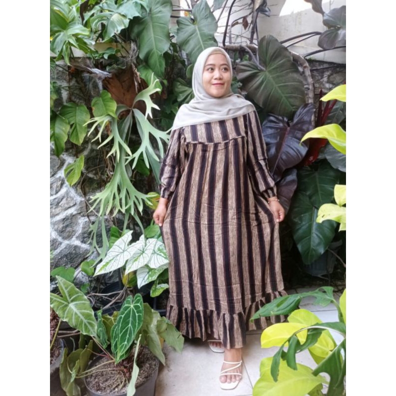 GAMIS MIDI/DASTER WANITA MOTIF SALUR RAYON PREMIUM