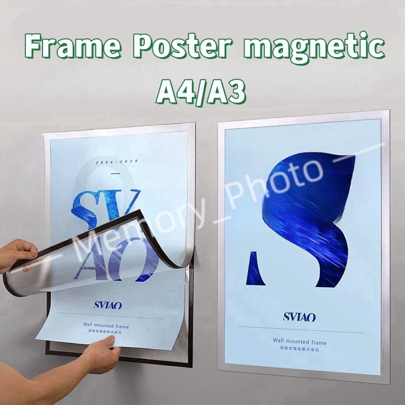 

Tempat Poster / Brosur Tempel Dinding / Brosur Display / Sign Holder A3 A4 Frosted Magnetic File Display PVC/Silver