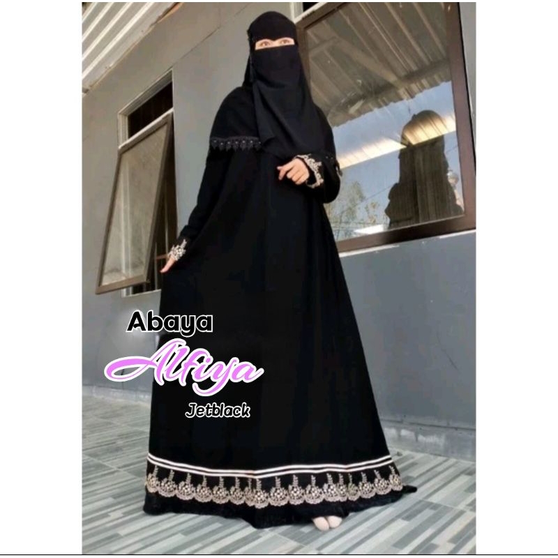 ABAYA ALFIYA /GAMIS HITAM TEMBORO