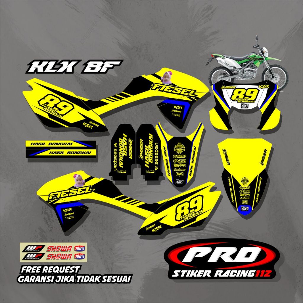 sticker decal klx bf 150 desain terbaru free request nama nmr dll