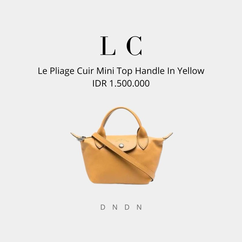 Le Pliage Cuir Mini Top Handle In Yellow