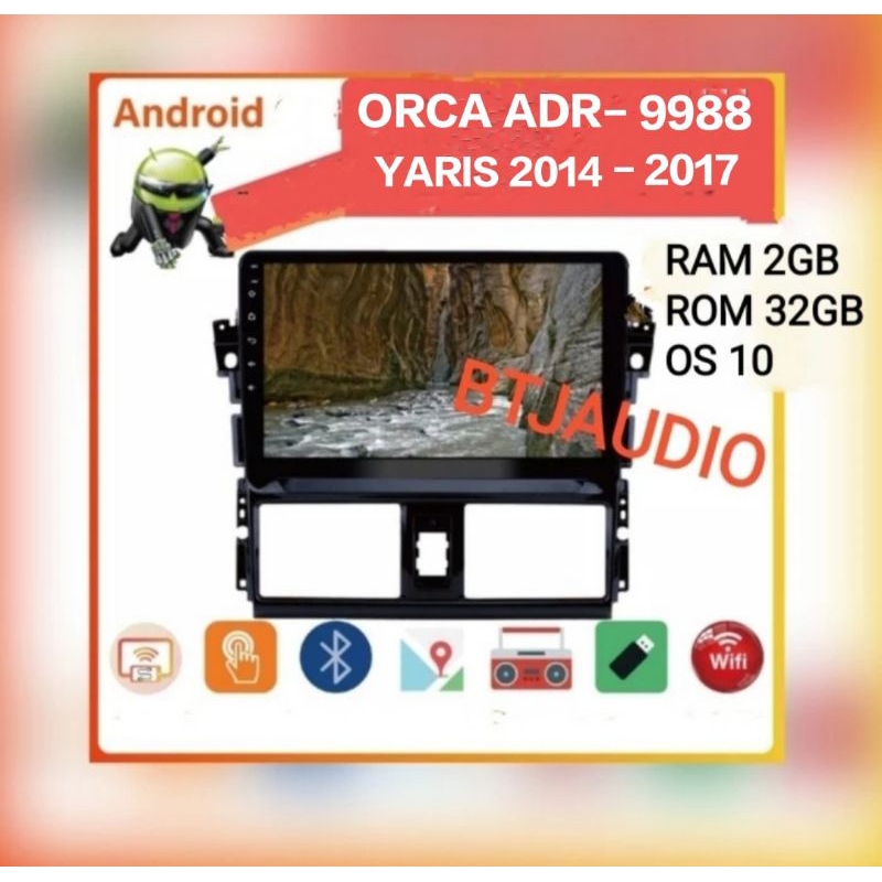 HEAD UNIT TAPE TV MOBIL ANDROID RAM 2GB ROM 32GB TOYOTA NEW YARIS/VIOS THN 2014-2017 LAYAR 10 INCH
