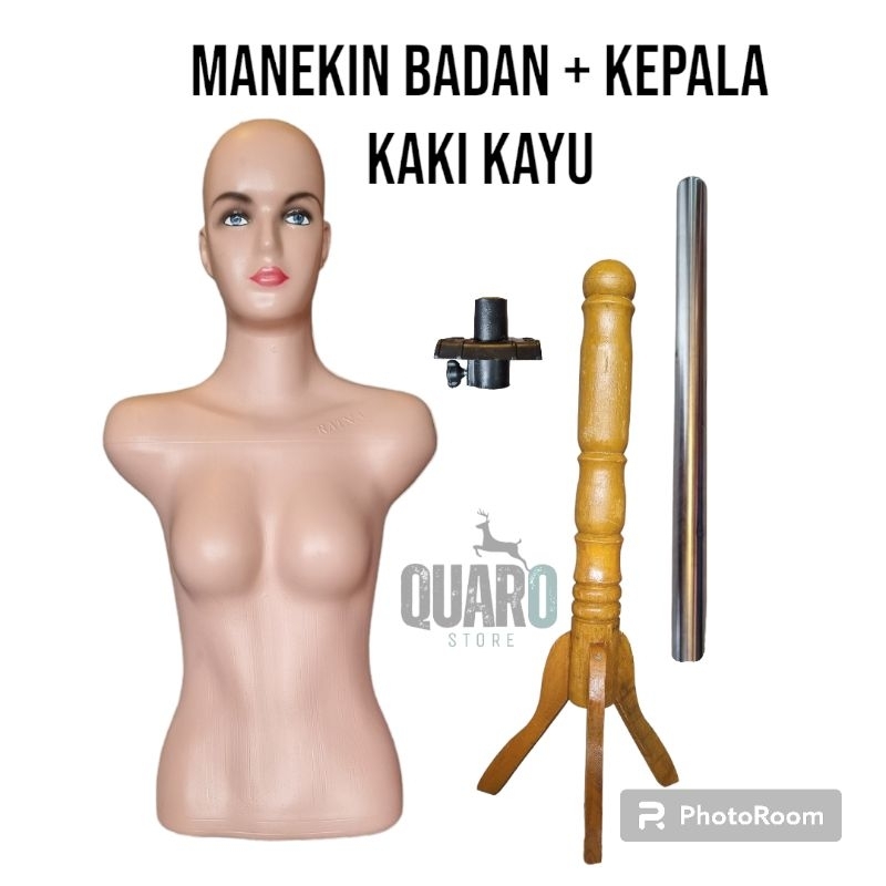 Manekin badan + kepala kaki kayu/besi