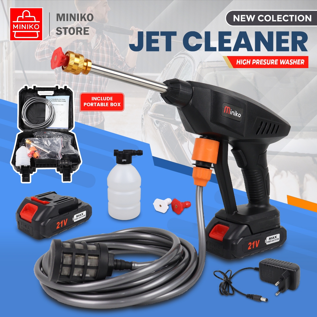 Miniko Jet Cleaner Cordless 21V - Alat Steam Cuci Motor Mobil Portable Nirkabel