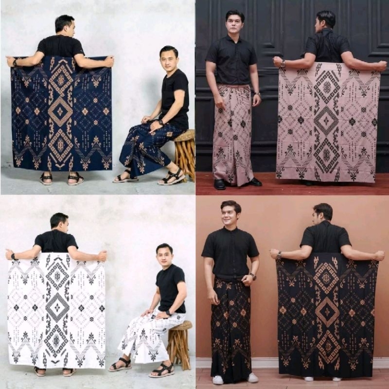 sarung batik kekinian motif balimun terbaru pria dewasa laki palekat gus iqdam azmi hitam putih navy