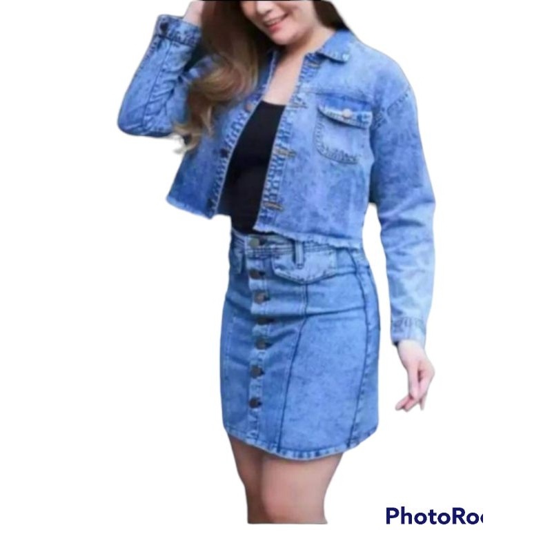 WA 0321 jaket jeans wanita rawis fashion Ripped Crop top  Jacket Jeans korean stayl standar dan over