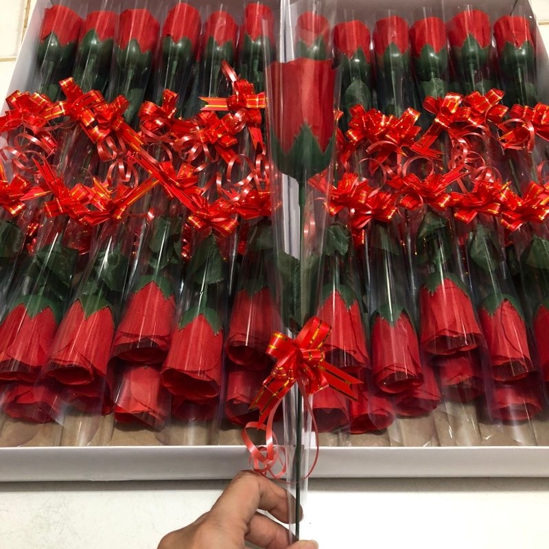 Bunga Mawar 1 Tangkai Plastik | Bunga Valentine | Bunga Mawar Palsu MERAH | Bunga Mawar Artificial