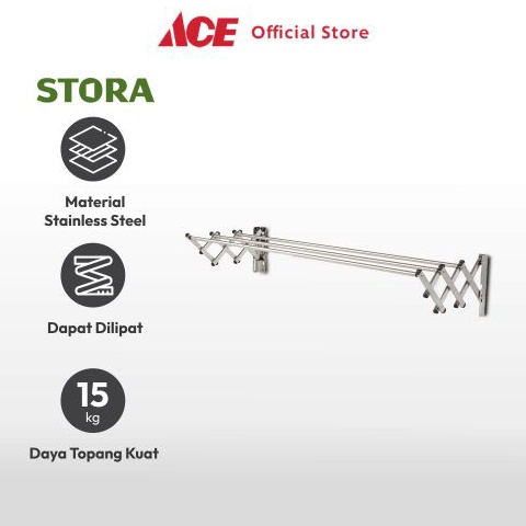 Terbaru Ace Stora 12 cm Jemuran Baju Dinding Stainless Steel Tempat Jemur Baju Drying Rack Gantungan