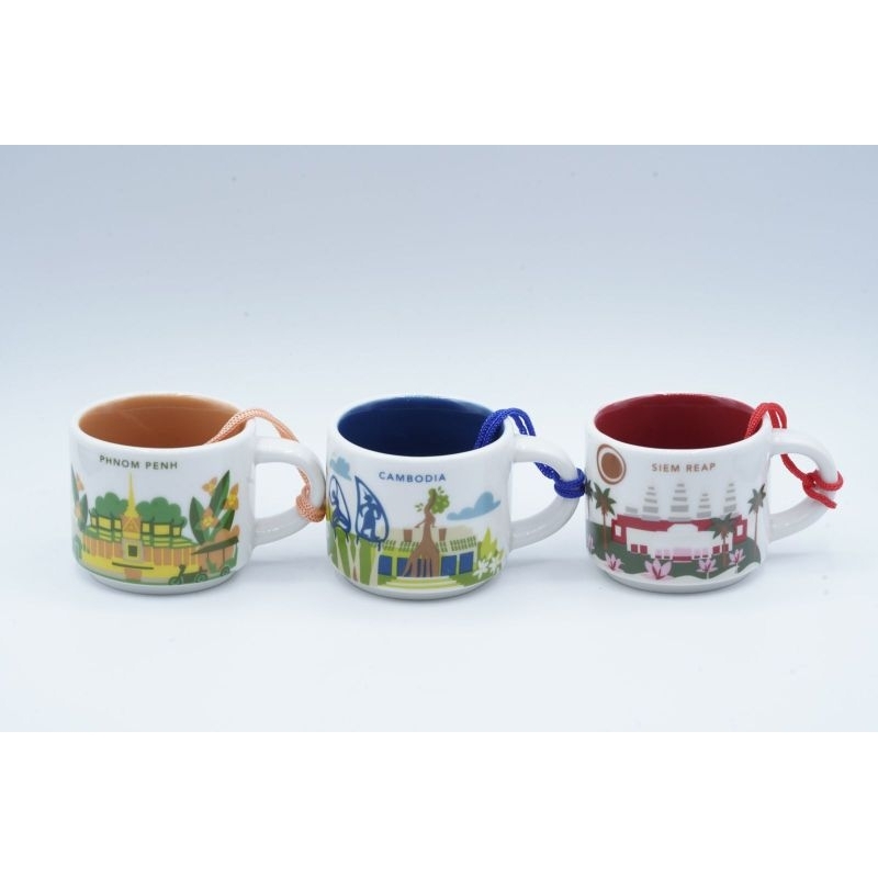 Starbucks Set You Are Here Ornament Siam Reap Phnom Penh Cambodia Kamboja Mug Cup Gelas 2oz 59ml Col