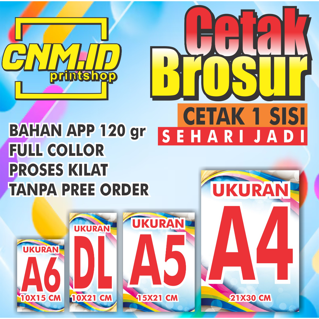 

cetak brosur (1 sisi ) UK. A6,DL,A5,A4 paling murah dan berkualitas