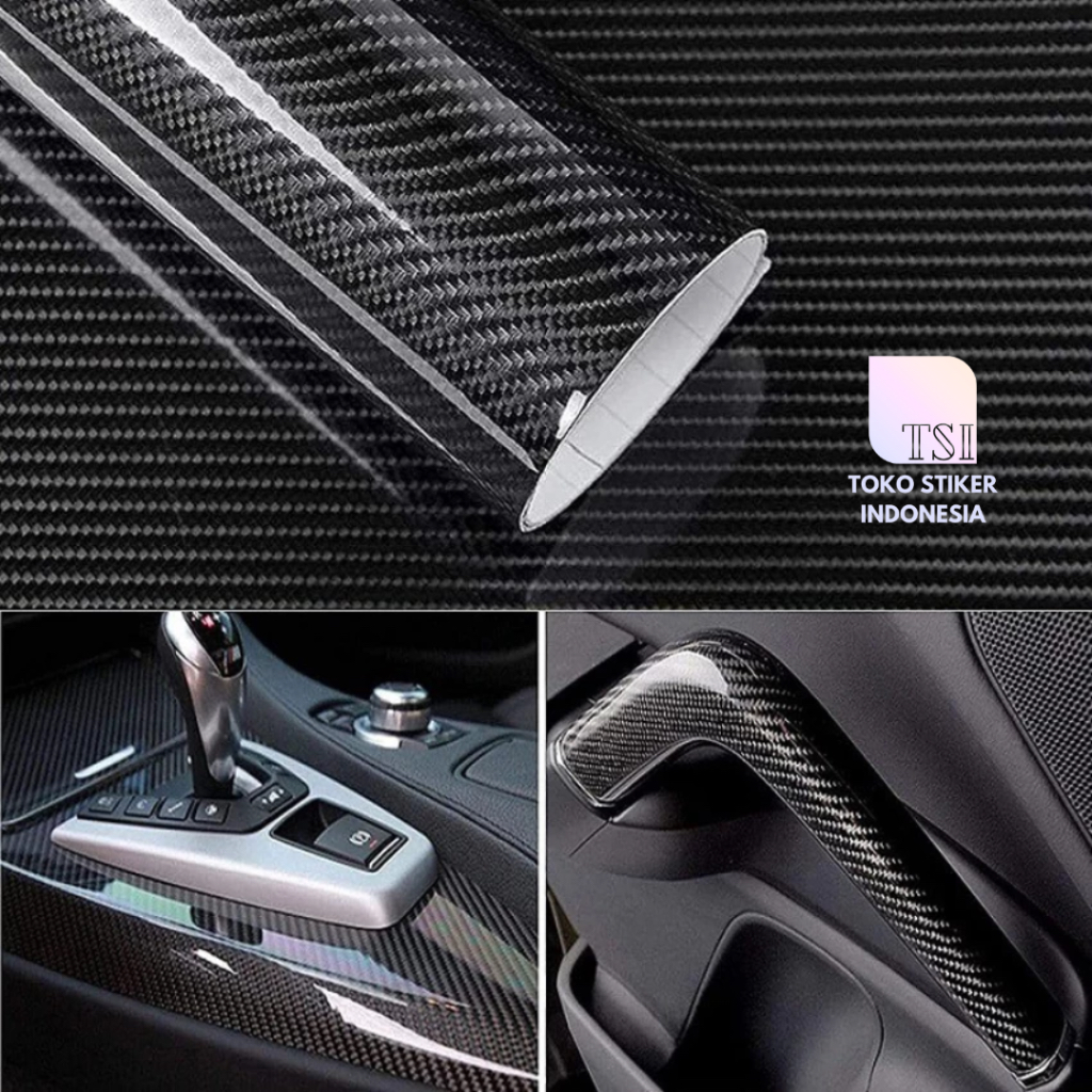 Stiker Karbon 2D 3D 6D Premium High Quality Glossy Forged Kevlar Black Skotlet Carbon