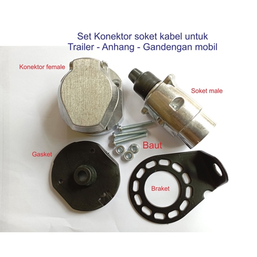 Set Konektor Soket Kabel Trailer Gandengan Anhang 12v 7pin - Alloy