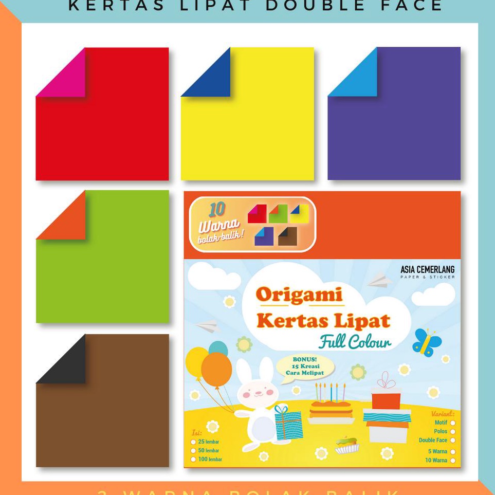 

Grosir Terbaru Kertas Lipat Origami Two Tone 2 Warna Bolak Balik