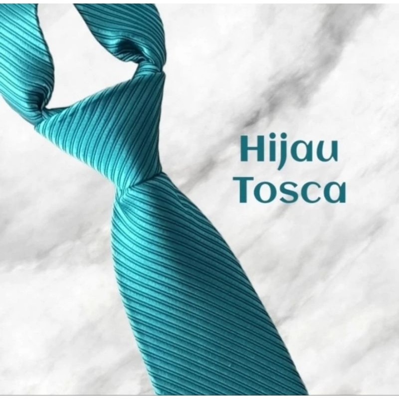 Dasi panjang pria salur hijau tosca biru tosca UK 3INCI