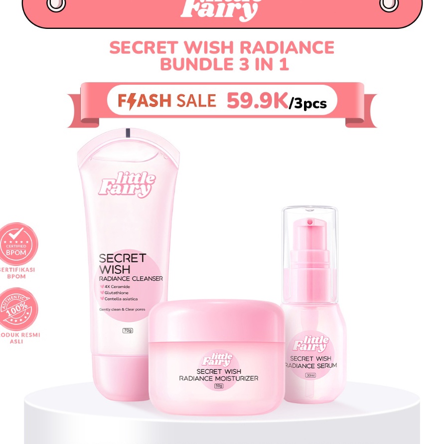 HOT LITTLE FAIRY Secret Wish Radiance Basic Skincare Set Skincare Remajang 1 Paket Anak  Ceramide Ba