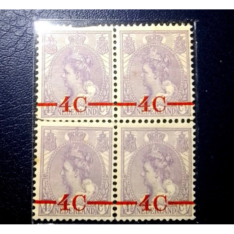

perangko langka nederland 1901 ratu Wilhelmina CT 4c blok 4 mint