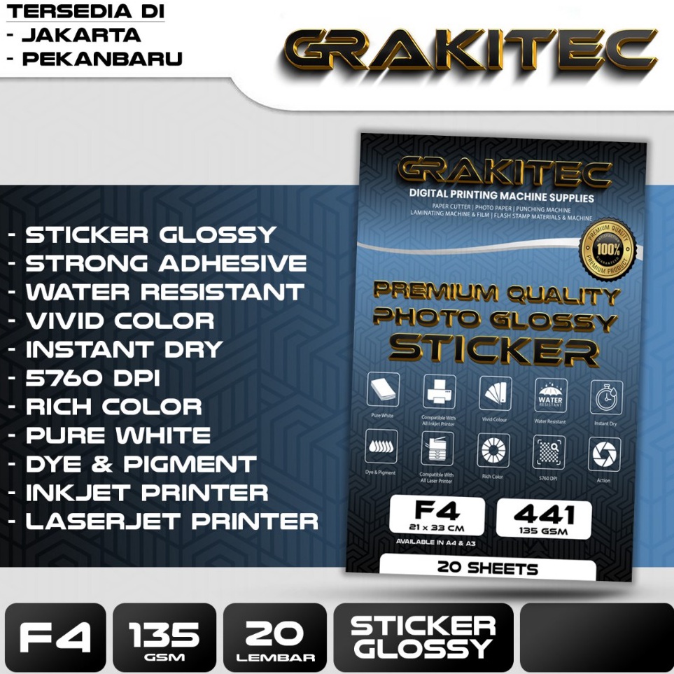 

Model Terbaru Kertas Stiker Foto Glossy F4 135 Gsm 2 Lembar Glossy Photo Sticker Paper Support Printer EpsonCanonHPBrother Ori Dye