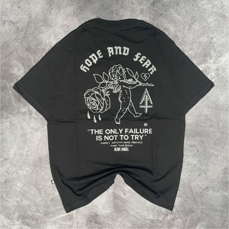 Black Tees Tshirt Hope And Fear / Hopeful / Skena Outfit Pria / Baju Kaos Hitam Katun Distro Pria Wa