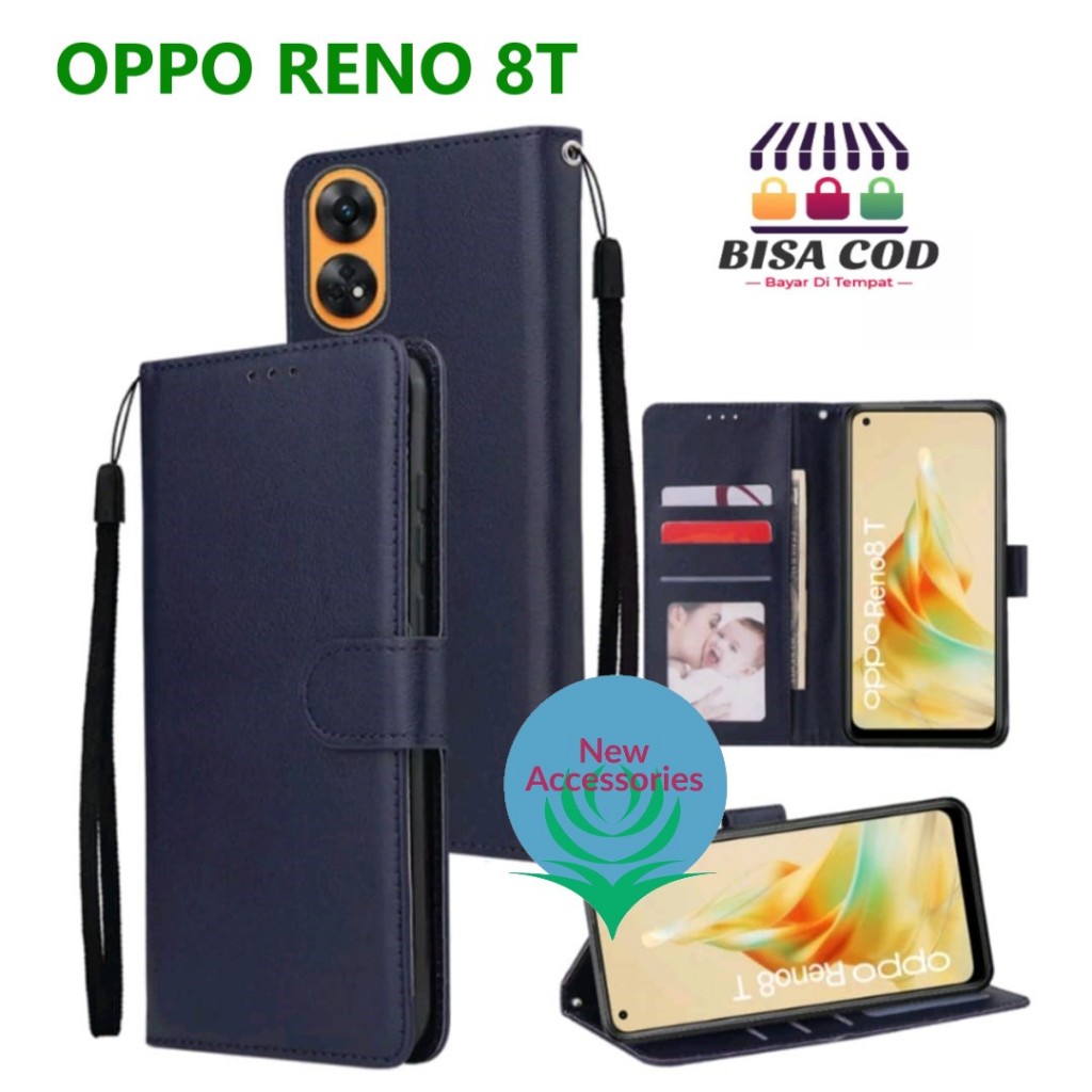 FLIP CSAE OPPO RENO 8T LEATHER CASE FLIP COVER SARUNG DOMPET BUKU PREMIUM