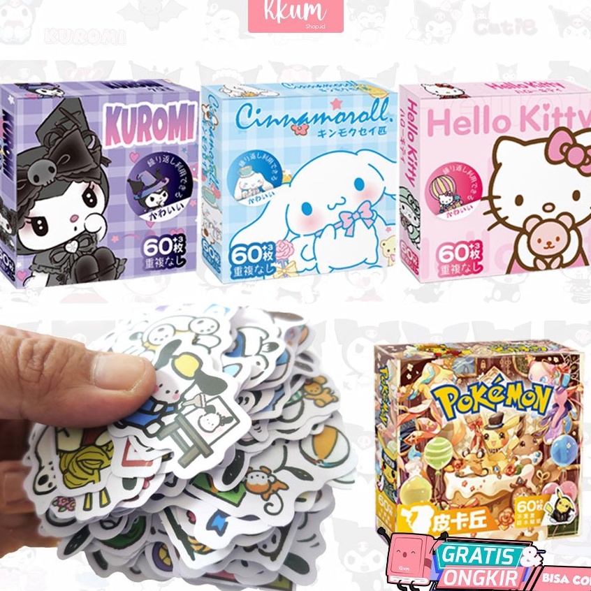 

Penjualan Istimewa 6PCS Stiker sanrio dekorasi jurnal DIY Stiker kuromi cinnalmorol pikachu japan kartun