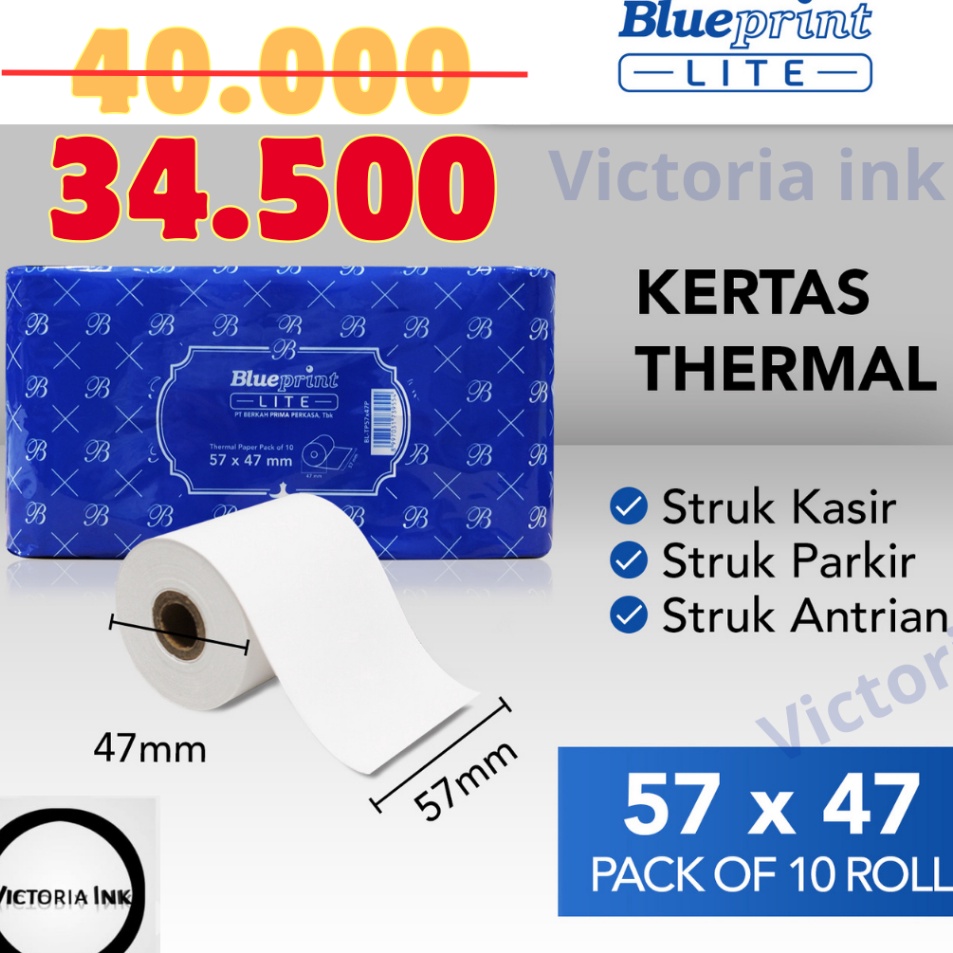 

Segera Cek 57X47 KERTAS KASIR STRUK KERTAS THERMAL TERMAL EDC PPOB BLUEPRINT Lite 57x47 58 X 47 58mm