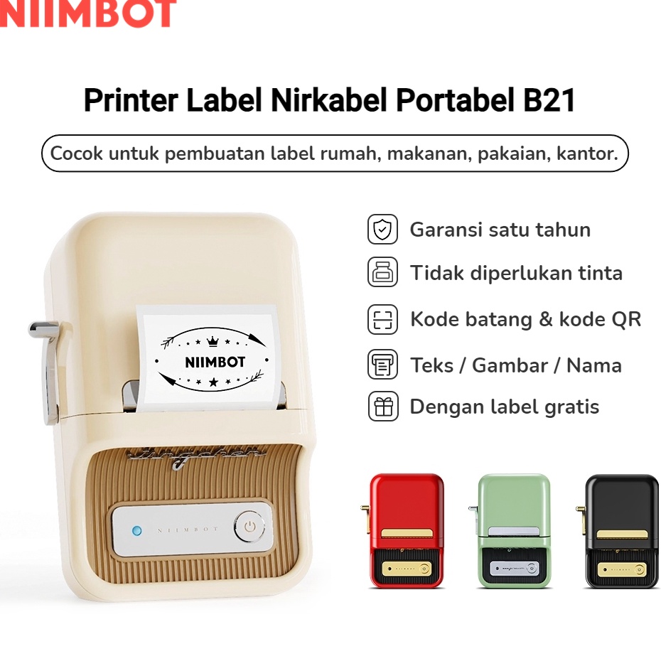 

Penjualan Istimewa NIIMBOT B21 B1 Pencetak Label Termal Printer Label Portabel Bluetooth Tanpa Tinta dengan 1 Gulung Label Putih