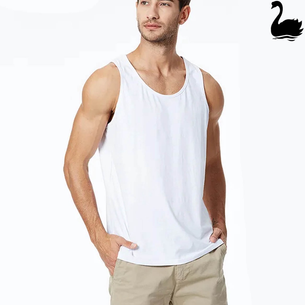 Promo besar SWAN SHOGUNAVO Kaos Singlet Pria Swan Brand  Type Premium Putih