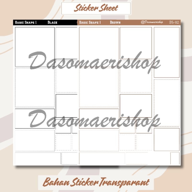 

Sticker Sheet Basic Shape 1 Stiker Basic Kotak Stiker Dekorasi Journaling Scrapbook Handmade by Dasomaerishop