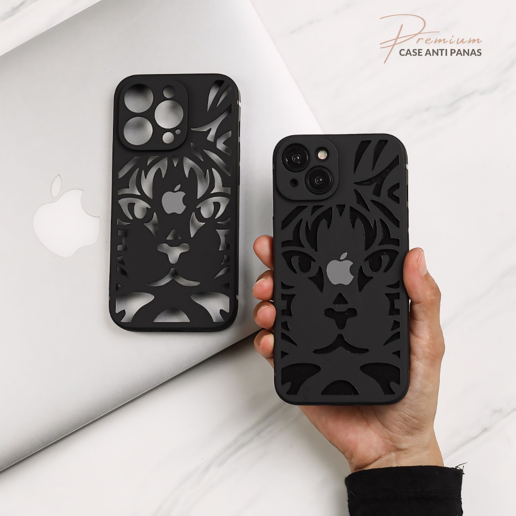 Case Iphone 11 12 13 14 Pro Max Casing Anti Panas Premium Black Soft Silicone Motif Kucing Aesthetic