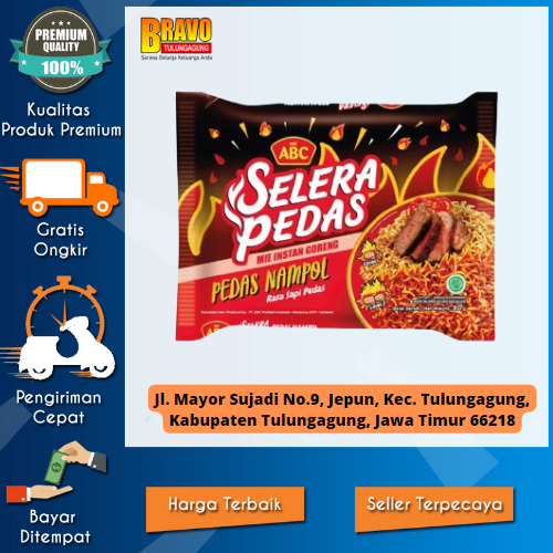 

Bravo Supermarket Tulungagung - Mi ABC Selera Mie PEDAS NAMPOL 80 gr Rasa Sapi Pedas
