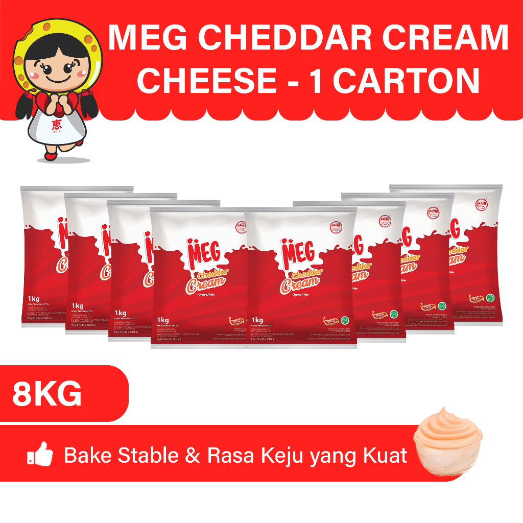 

MEG Cheddar Cream Keju 1 Kg - 8pcs (1 Karton)